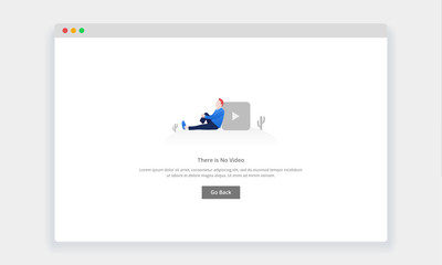 Modern flat design concept of there is no video for website and mobile website. empty states page template