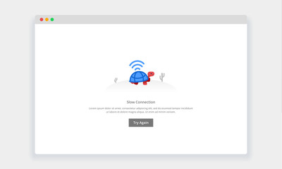 Wall Mural - Modern flat design concept of turtle walk slowly, Slow connection for website and mobile website. empty states page template