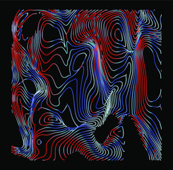 Aufkleber - Holographic surface with glitched wavy texture. Retrofuturistic illustration in 80s-90s synthwave and retrowave chrome coloring.