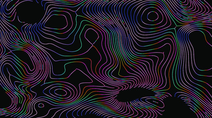 Wall Mural - holographic surface with glitched wavy texture. retrofuturistic illustration in 80s-90s synthwave an