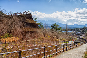 Saiko Iyashi no Sato Nenba Folk Village at Saiko lake. Old historical village near Mount Fuji, Five lakes district, Japan