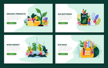 Wall Mural - ecology horizontal banners set
