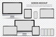 © stas111 - Screen mockup. Computer monitor, laptop, tablet and smartphone with blank screen for design