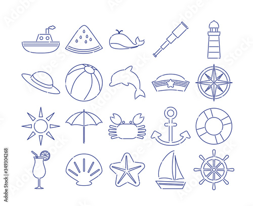 夏の海のイラスト 線画素材のセット Buy This Stock Vector And Explore Similar Vectors At Adobe Stock Adobe Stock