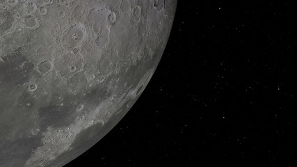 Wall Mural - 3d rendering of the moon against the background of space with the illumination of craters and lunar 