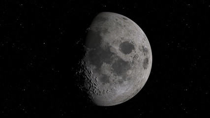 Wall Mural - 3d rendering of the moon against the background of space with the illumination of craters and lunar 