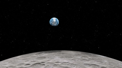 Wall Mural - 3d rendering of the moon against the background of space with the illumination of craters and lunar 