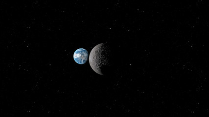 Wall Mural - 3d rendering of the moon against the background of space with the illumination of craters and lunar 