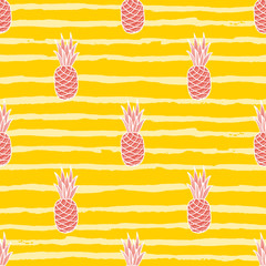 Wall Mural - Summer background with pineapple. Modern print, fabric, surface pattern design