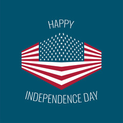 Wall Mural - Happy Fourth of July holiday in USA. American Independence Day greeting card, banner, poster with United States flag, stars and stripes. Patriot symbol on blue background. Vector illustration