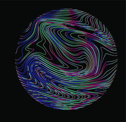 Wall Mural - abstract vector sphere in vibrant holographic and neon colors. futuristic technology fluid wireframe