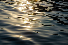 Seascape Background Sun's Rays Reflect On Sea Surface At Sunset