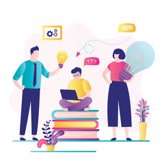Wall Mural - Brainstorming and teamwork, colleagues discuss new idea and solve business problems. Consulting service concept.