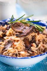 Wall Mural - Risotto with mushrooms ande vegetables