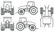 Farm Tractor concept in outline. Machines for the farm work.