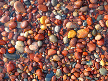 Wet Pebbles At A Lakeshore
