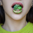 vegan lips art with broccoli