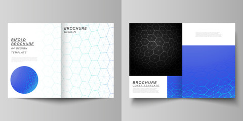 Wall Mural - vector layout of two a4 format modern cover mockups design templates for bifold brochure. digital te