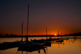 Fototapeta Pomosty - Sunset at Zegrzynskie lake, Zegrze around Warsaw, Mazowsze, Poland