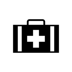 Canvas Print - medical kit icon vector in black flat design on white background