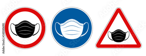 Cuadros en Lienzo Face mask requirement warning symbol signs