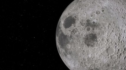 Wall Mural - lunar orbit. moon against the background of space with illuminated craters and lunar soil. elements 