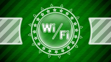 Wall Mural - Wi-Fi icon in circle shape and green striped background. Illustration.