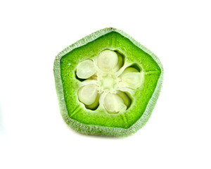 Poster - okra slice isolated on white background