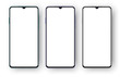 © dark322 - set of three different colored phones with selfie cameras. modern realistic 3d smartphones mockup,