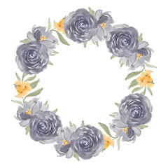 Wall Mural - Watercolor purple rose flower wreath