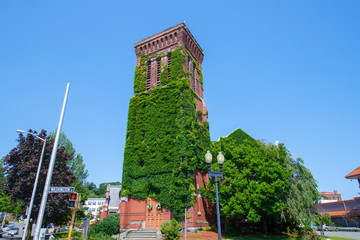 Washington Street Baptist Church at 256 Washington Street at Essex Street in historic downtown Lynn, Massachusetts MA, USA. 