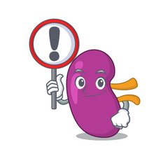 Sticker - A cartoon icon of kidney with a exclamation sign board