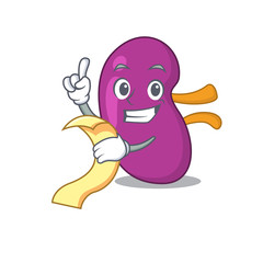 Sticker - Kidney mascot character style with a menu on his hand