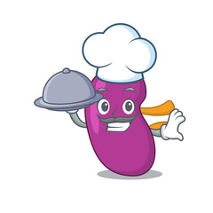 Wall Mural - mascot design of kidney chef serving food on tray