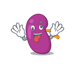 Sticker - A mascot design of kidney having a funny crazy face