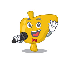 Poster - cartoon character of liver sing a song with a microphone