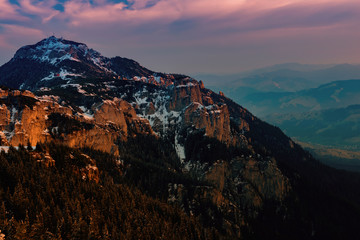 Wall Mural - sunrise on the snowy mountain