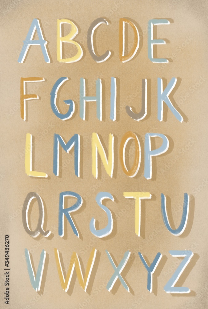 Hand drawn digital colorful isolated on the flat background ...