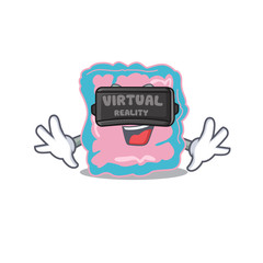 Sticker - A cartoon image of intestine using modern Virtual Reality headset