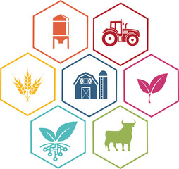  Icon of various symbols of agriculture