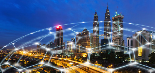 Fototapete - Smart Network and Connection city of Malaysia