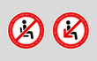Please do not sit here. Practise physical distancing to stop covid-19. Awareness message to promote social distancing in public sitting areas. Chair or seat sticker. Social distancing policy message.