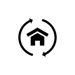 Canvas Print - House build and arrows web icon in black flat design on white background