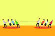 © Creativa Images - Business competition vector concept: Group of business figures playing tug of war