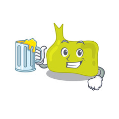 Sticker - A cartoon concept of pituitary with a glass of beer