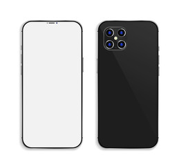 smartphone mockup frameless with blank screen on white background