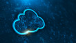 Cloud Computing Concept - Cloud with digital code on abstract blue background. 3d rendering