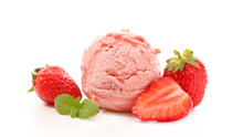 Strawberry Ice Cream Isolated On White Background
