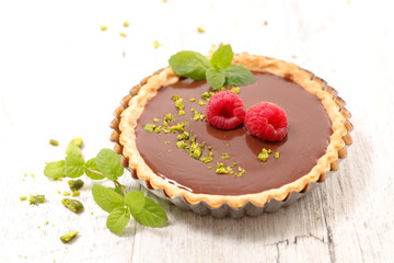 Poster - chocolate tartlet with berry fruit and pistachio