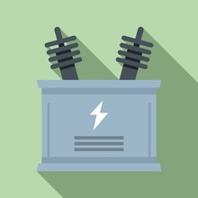 Electric Transformer Icon. Flat Illustration Of Electric Transformer Vector Icon For Web Design